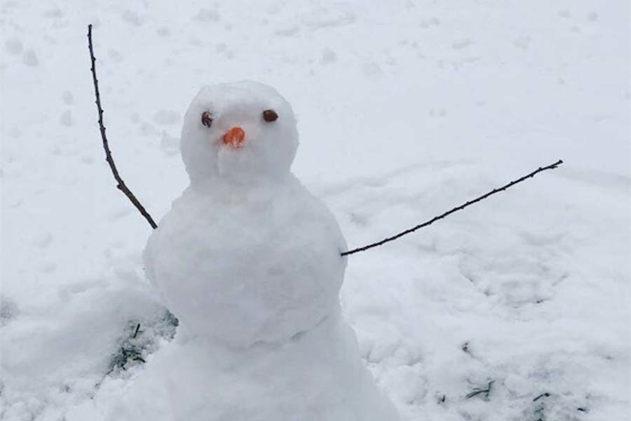 Making the most out of the snow, I built a little snowman on one of my days off.