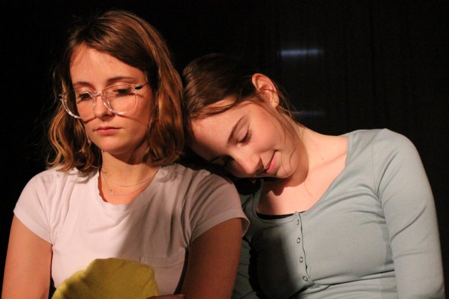 Senior Phoebe Mullen and freshman Ellie Meredith performed as young Santana and young Azmira in Night of One Acts' final play "Lemonpops and Teardrops" Oct 9. Written by sophomore Tyra Frazier and directed by senior Hannah Sue Kennish, "Lemonpops and Teardrops" served as the only student-written play for the evening. 