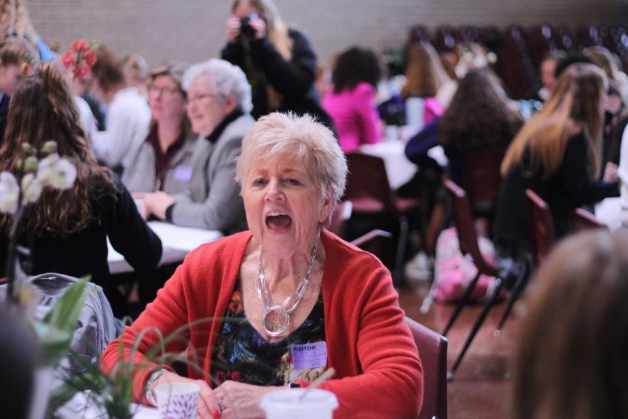 Reverend Sharon Cantrell talks to the students at her table on Jan. 29 at the annual Women in Ministry Luncheon.
