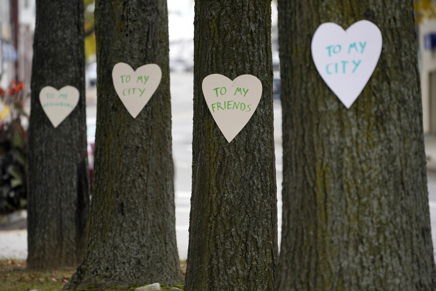 After the shooting in Lewiston, hearts adorned the town, mourning those who lost their lives.
