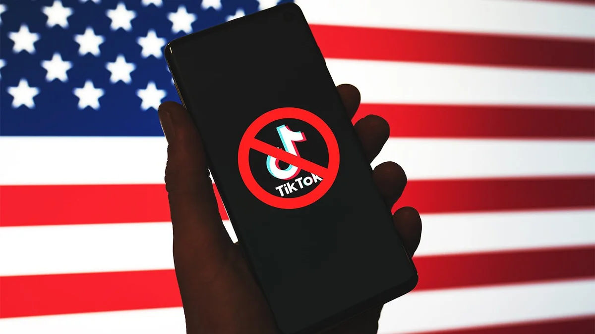 A digital image representing the possible future of TikTok's presence in the US. 
